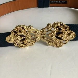 Alexis Kirk Snakeskin Belt Gold Buckle Womens Medium Adjustable Blue 80s Vintage Alexis Kirk Adjustable, Snake Skin Belt, Navy Blue, 1980s - Etsy main image 3